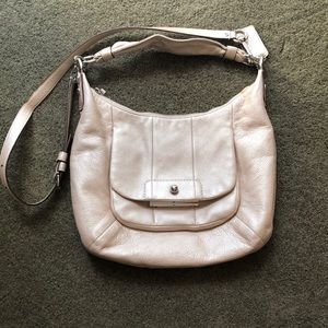 Coach Pink Leather Shimmer Purse w Strap